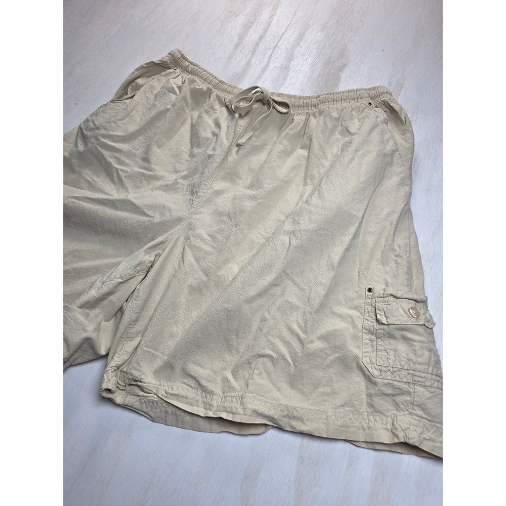 Erika Woman Beige Cotton Cargo Shorts Plus Size 2X Boho Minimalist Classic